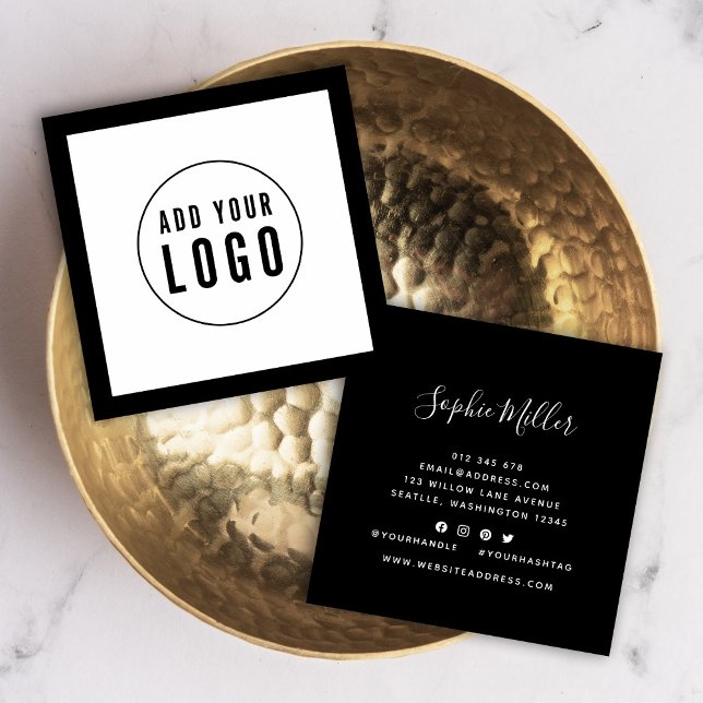 Add Logo with Editable Border Color Social Media Square Business Card (Creator Uploaded)