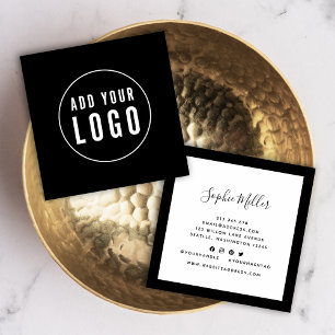 Add Logo with Editable Border Color Social Media Square Business Card