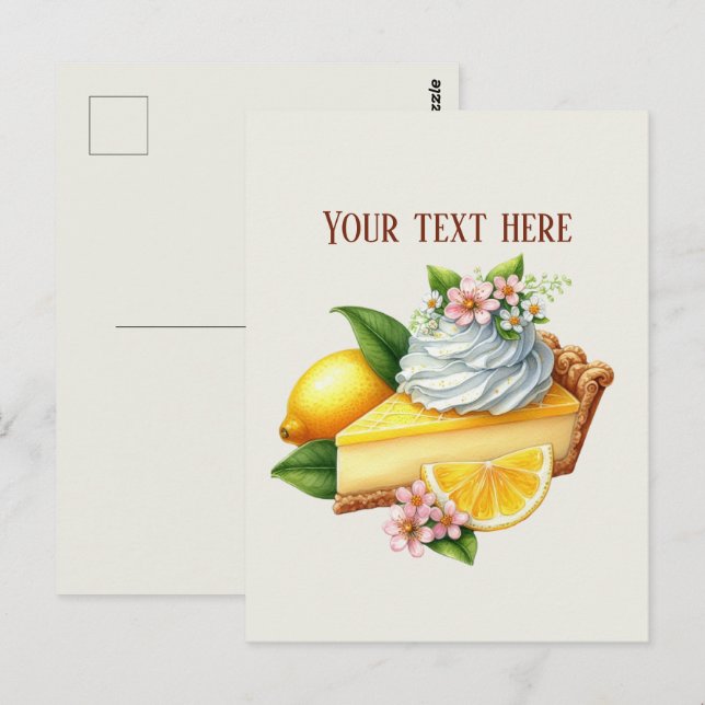 add message business name bakery lemon pie postcard (Front/Back)