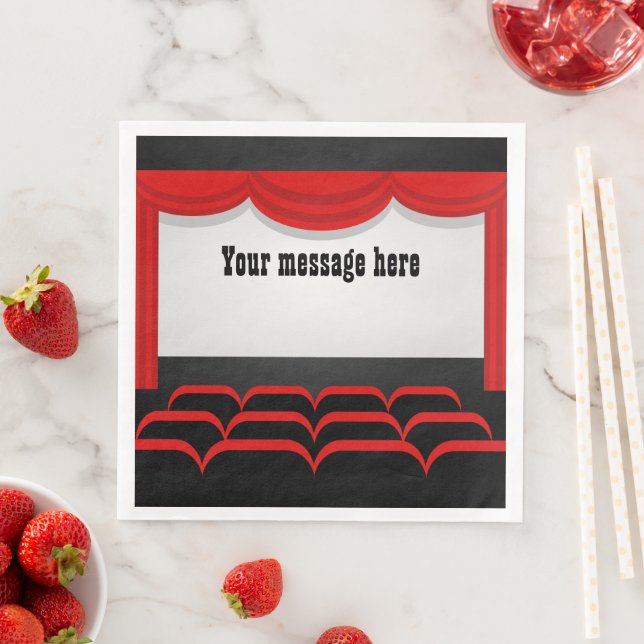 Add message movie theater party paper napkins (Insitu)