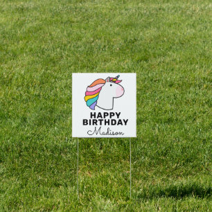 Add Message & Name   Cute Unicorn Sign