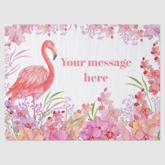 add message pink flamingo beach party tissue tissue paper (Front)