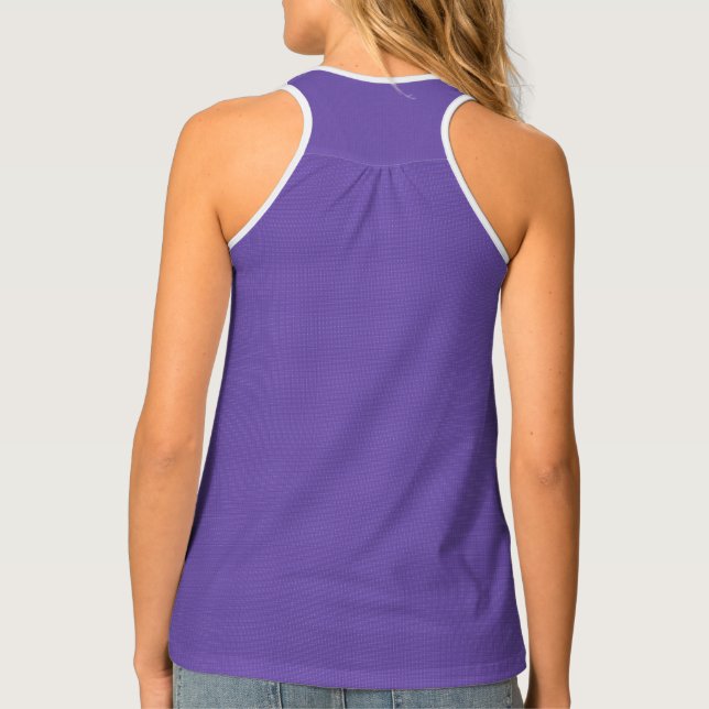 Add Monogram Initial Name Text Womens Blue Purple Tank Top (Back)