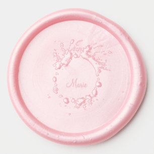Add monogram pink green green Christmas wreath Wax Seal Sticker