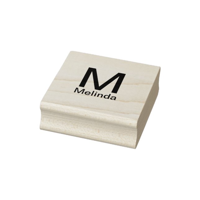 Add monogram simple minimal text name details  rubber stamp (Stamp)