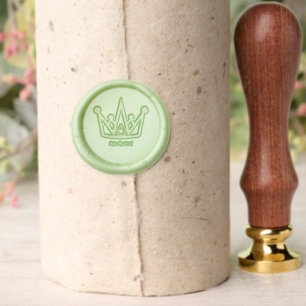 Add My Text Custom Crown Center Star Apple Green Wax Seal Stamp