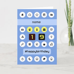 Add name 19th computing birthday personalized card