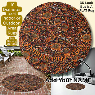 Add Name 3D Effect Embossed Leather Look - Flat  Rug