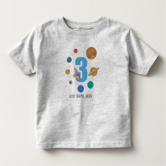 Add NAME - 3rd Birthday Solar System Planets  Toddler T-shirt