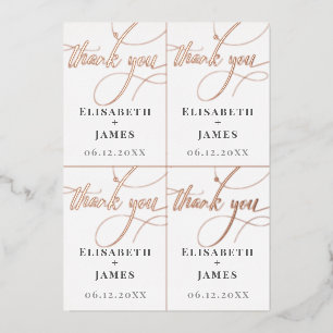 Add Name 4 Rose Gold Wedding Favor Tags to Cut Up Foil Invitation