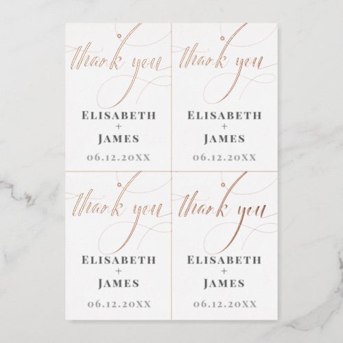  Add Name 4 Rose Gold Wedding Favor Tags to Cut Up Foil Invitation