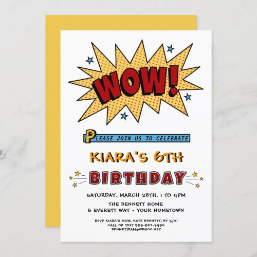 Add Name 6TH or Any Age Birthday Party Invitation