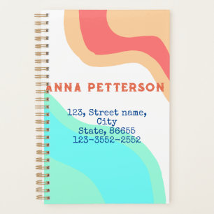 Add name address phone no email orange blue boho t planner