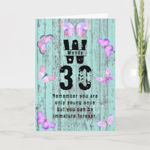 Add Name And Age Funny Pretty Birthday Greeting Card