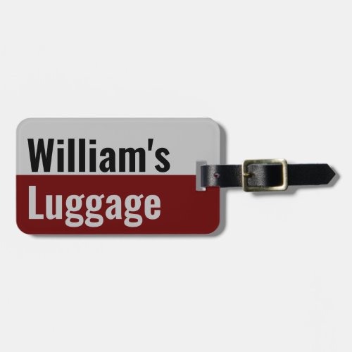 Add Name and Number to Dark Red and Gray Luggage Tag