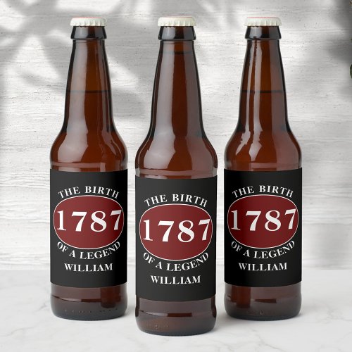 Add Name And Year Birthday Black Beer Bottle Label