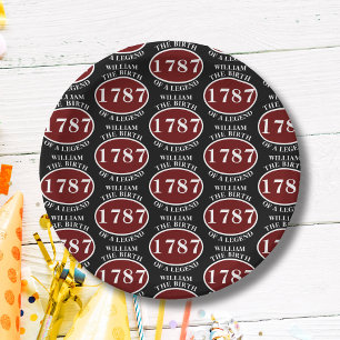 Add Name And Year Birthday Black Paper Plates