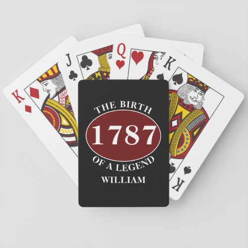 Add Name And Year Birthday Black Playing Cards