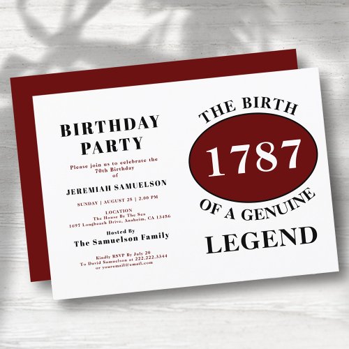 Add Name And Year Legend Red Birthday Invitation