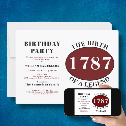 Add Name And Year Legend Red Birthday Invitation