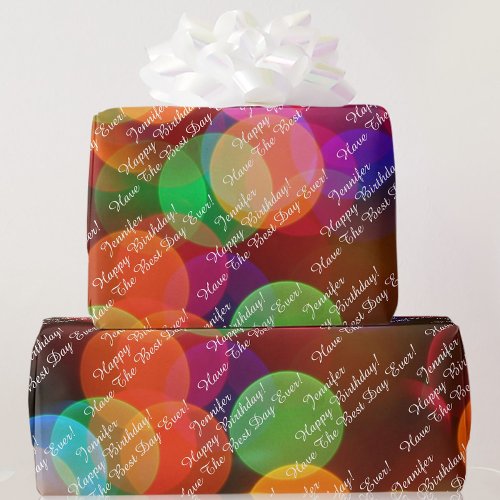 Add Name and Your Message Happy Birthday Wrapping Paper