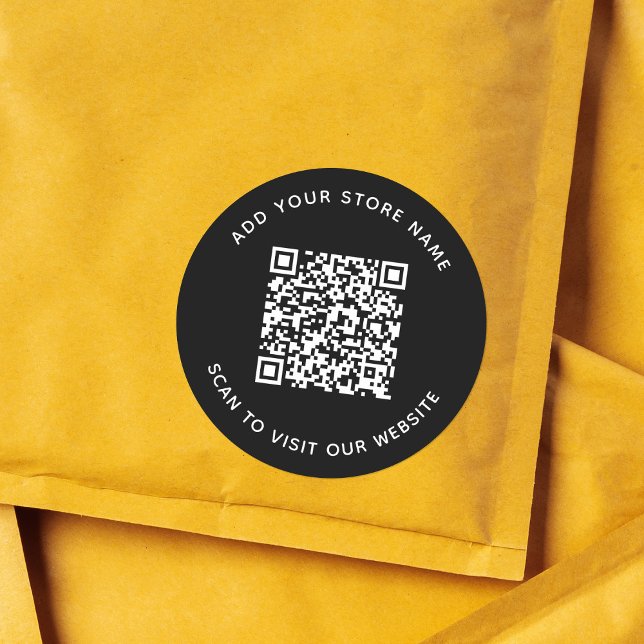 Add Name and Your Website QR Code Custom Color Classic Round Sticker (Creator Uploaded)