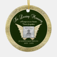 Add Name Angel Wings Memorial Ceramic Ornament