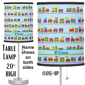 Add Name, Animal Train Red Blue Green Yellow  Table Lamp