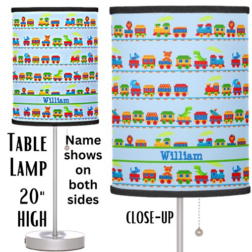 Add Name Animal Train Red Blue Green Yellow  Table Lamp