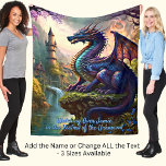 Add Name, Aqua Blue Purple Dragon Near River Fleece Blanket<br><div class="desc">Add the Name & Text you want,  on this Aqua Blue Purple Dragon Near River Design - - See my store for lots more great Dragon Gifts.</div>