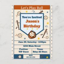 Add Name - Baseball Birthday Invitation for Boys