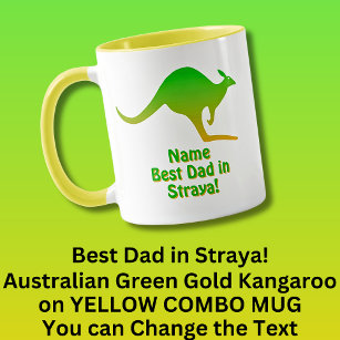 Add Name, Best Dad Australia, Green Gold Kangaroo  Mug