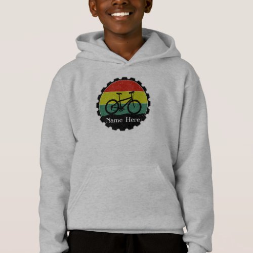 Add Name Bicycle Bike on Vintage Grunge Rainbow Hoodie