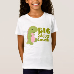 Add Name Big Sister Dinosaur Print T-Shirt