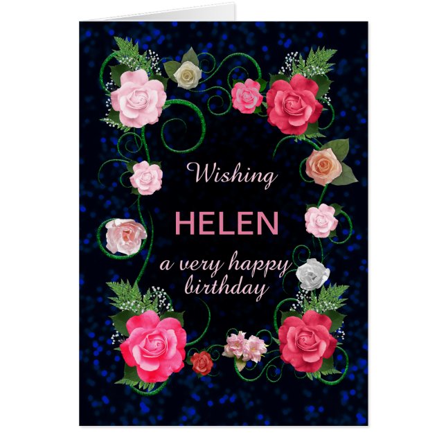 Add Name Birthday Beautiful Roses Cards (Front)