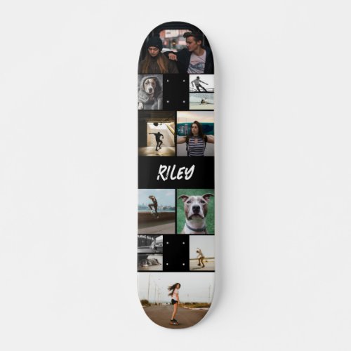 Add Name Black Photo Collage Template Skateboard