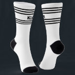 Add Name Black Stripes on White Socks<br><div class="desc">Easily any name to these classic design socks - see my store for lots more great designs</div>