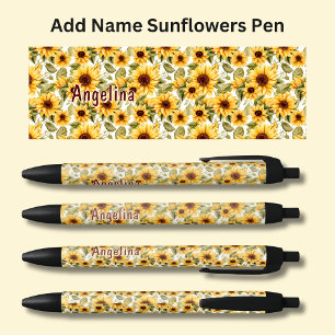 Add Name, Blooming Sunflowers in Summertime Pen