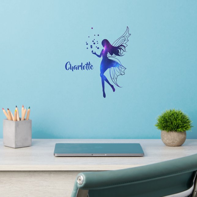 Add Name  Blue Hand Painted Fairy Wall Decal (Home Office 2)
