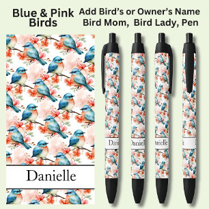 Add Name, Blue & Pink Birds Pen