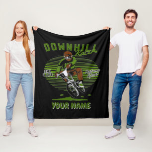 Add Name BMX Downhill Racer Extreme Bike Rider Fleece Blanket