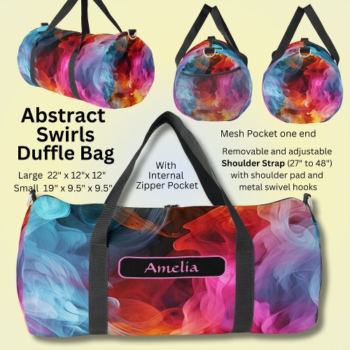 Add Name Bright Swirling Abstract Duffle Bag