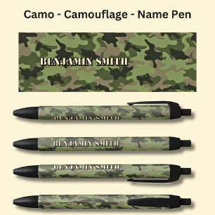 Add Name, Camo Brown Olive Green Pen