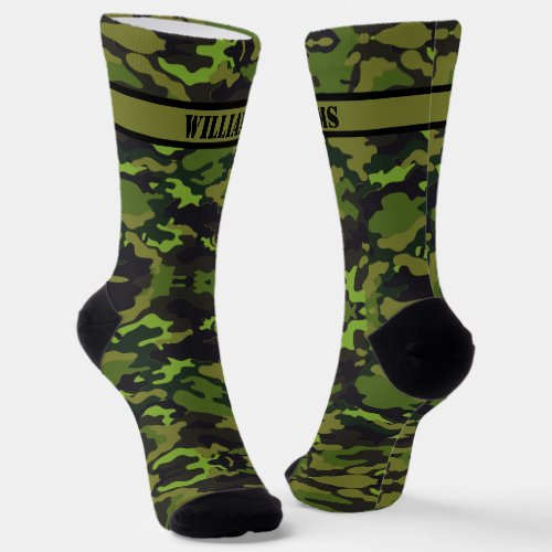 Add Name Camouflage Green Brown   Socks