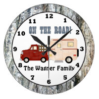 Add name Camping camper wall clock