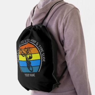 Add Name Change ALL Text Easily Distracted BMX     Drawstring Bag