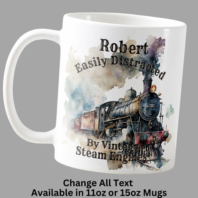 Add Name Change ALL Text Easily Distracted Steam   Coffee Mug (Creator Uploaded)