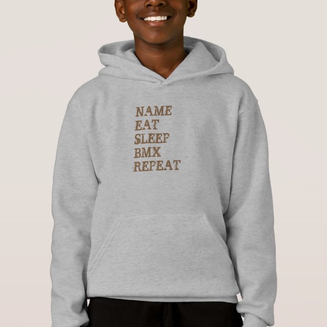 Add Name Change ALL Text Eat Sleep BMX Repeat      Hoodie (Front)