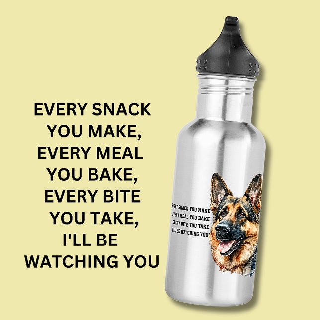 Add Name Change ALL Text, Every Snack Watching You Stainless Steel Water Bottle (Creator Uploaded)