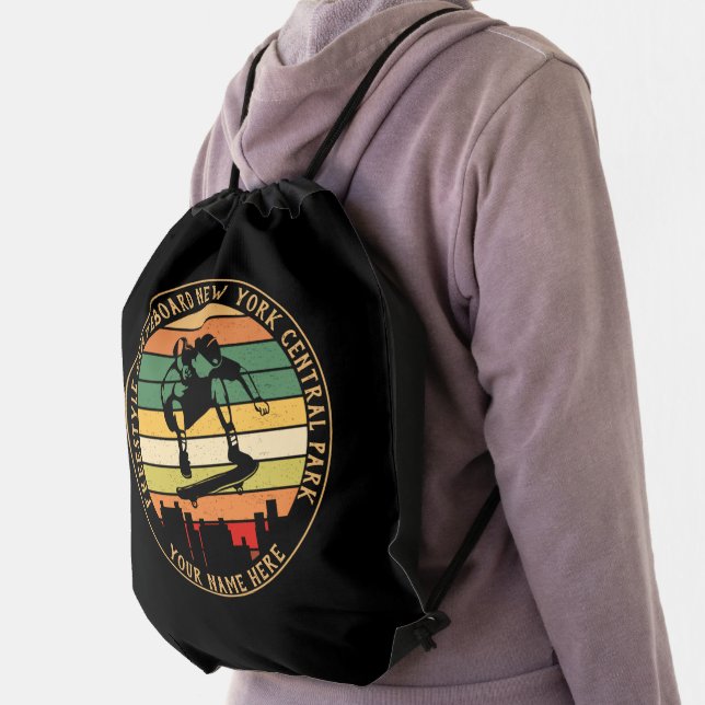 Add Name Change ALL Text Freestyle Skateboard      Drawstring Bag (Insitu)